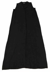 Finity Linen Maxi Dress Women 8 Black Button Down Lagenlook Coastal Boho Beach