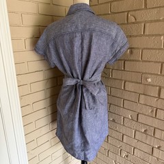 Lord & Taylor Womens Linen Button Front Mini Dress Preppy Coastal Minimalist S P