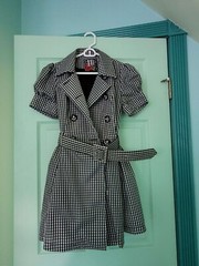 Forever 21 XXI Twist Black White Belted Gingham Plaid Jacket Dress Y2K Size M