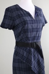 BANANA REPUBLIC NWT $139 Belted Plaid Seer Sucker Asymmetric Dress Size 8 Petite