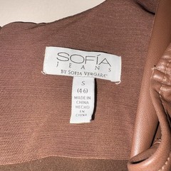 Sofia Jeans by Sofia Vergara Brown Faux Leather Midi Dress Size Small