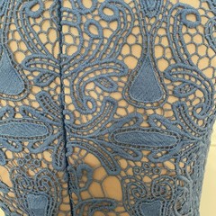 INA Crochet Blue Mini/Knee Length Dress Size Medium Cutout Waist And Chest