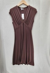 NWT G.H. Bass & CO Brown V-neck Midi Comfy A-line $79 Dress Size-6