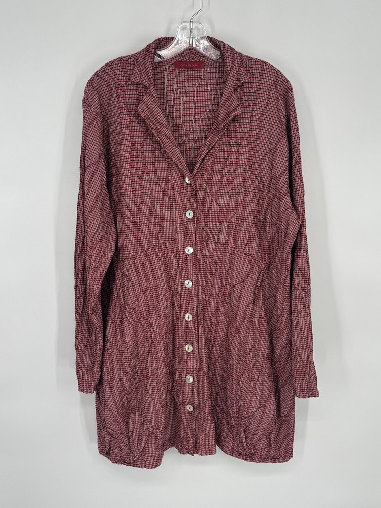 Cut Loose XL Extra Large Red Plaid Check Boho Lagenlook Artsy Art to Wear Dress