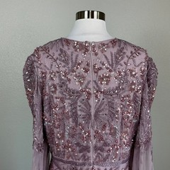 Mac Duggal 93930 Purple Evening Gown Beaded Long Sleeve Chiffon Dress Size 10