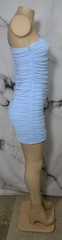 SHEIN Light Blue One Shoulder Long Sheer Sleeve Ruched Dress Small Lined