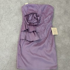 Arden B. Purple Strapless Sheath Short Dress Ruffle Layered Accents Size L