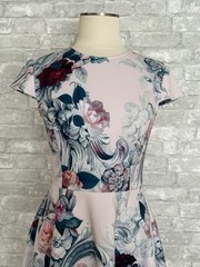 Ted Baker London Fit & Flair Sz 2 (US 4/6) Keiley Scuba Dress Floral Cap Sleeves