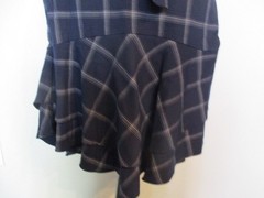 Great Jones FAB! Plaid Belted Pockets Ruffle Hem Plaid Navy Fitted Dress S