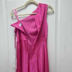 Mac Duggal Size Small 49668 Pink One Shoulder Satin High Low Gown Formal Dress