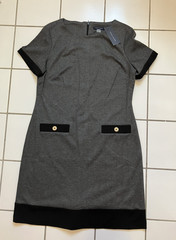 Women&rsquo;s Tommy Hilfiger Size 10 Herringbone Knit Black Grey Sheath Dress -NWT
