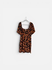 A New Day Women&rsquo;s Rust and Black Leaf Print Mini Dress Size XL NWT Summer Spring