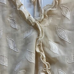 Peach Love California Cream Embroidered Leaf Smocked Tiered Mini Dress L Peasant