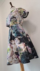 COAST – Purple Floral Patterned Structured Cotton Fit & Flare Dress – Size 10