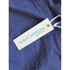 August Morgan Blue & White Gingham Cotton Shift Dress Pockets Preppy XL XXL NEW
