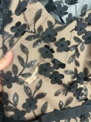 Xscape Plus Size Ball Gown 18W Black Nude Mesh Embellished 3D Flower NWT FLAW!!