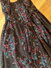 TOPSHOP Multi-Color Abstract Firework Print Smocked Mini Dress, Size UK 8 / EU 3