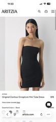 Aritzia Original Contour Enrapture Mini Tube Dress in Black Size Small