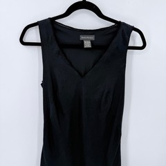 Banana Republic Black 100% Linen Sleeveless V-Neck Maxi Dress Size 0 Side Zip