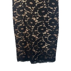 Esley Black & Cream Lace Overlay Short Capped Sleeve Bodycon Dress Women Sz S