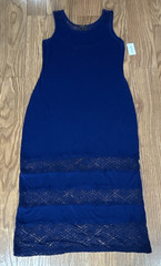 NWT Spense Blue XL Sleeveless Scoop Neck Tank Midi Dress Crochet Lace Pullover