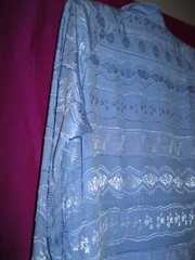 VIETNAM, EXTRA LONG BLUE DRESS, SZ. M., W/ HIGH COLLAR & SIDE SNAPS