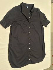 Old Navy Women&rsquo;s Black Solid Collared Button-Front Shirt Dress Pockets L