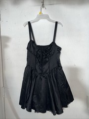 Cider Black Solid Sweetheart Corset Lace Up Ruffle Mini Dress Xl Goth