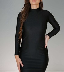 NWT Black Compression Dress Knee Length Women’s Size Small Long Sleeve Stretch