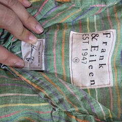 Women&rsquo;s Frank and Eileen Short Shirtdress Hunter Step-Hen Green Stripe XL RARE