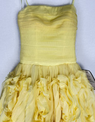 Say Yes Strapless Ball Gown Juniors 1/2 Yellow Ruffled Rosette Lace Up NWT