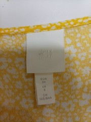 ​H&M Yellow Floral Button-Down Mini Dress Puff Sleeve