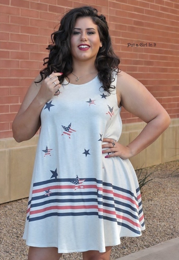 New PLUS SIZE Womens USA OVERSIZED AMERICAN STARS SLEEVELESS DRESS XL 1X 2X 3X