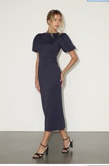 Lulu’s Simply Beloved Navy Puff Sleeve Bodycon Midi Dress, Size XXL, Timeless