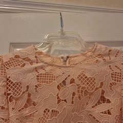 LELA ROSE~LEAF GUIPURE LACE RUFFLE SKIRT DRESS~MIDI~BLUSH~SZ 12~EUC