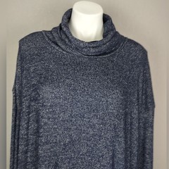 Gap Softspun Cowl-Neck Ribbed Navy Marled Sweater Dress Size XL