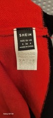 SHEIN Women’s Red/Black Colorblock Knit Belted Midi Sweater Dress Size S