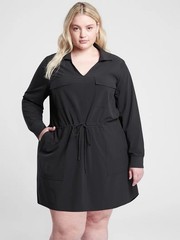 Athleta Zuma Athletic Shirt Dress Drawstring Black 1X