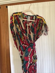 Saaksha & Kinni Multi Color Micro Pleated Kaftan Dress Sz L