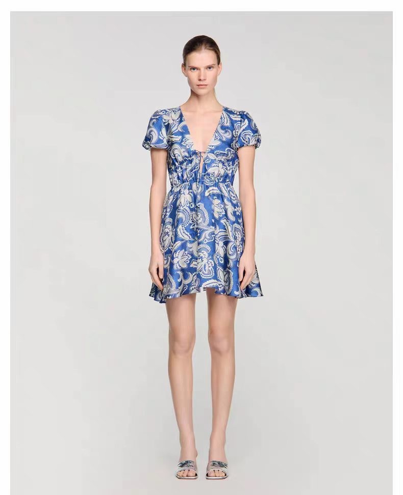 Sandro printing single-breasted Lapel dress + Slip dress for Women