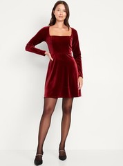 Old Navy Women&rsquo;s Fit & Flare Velvet Mini Dress Fire Scarlet Size XS S M L XL XXL