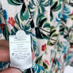 Lost + Wander Tropical Monstera Floral Rayon Button Down Dress M/L Vacation