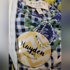 Hayden Gingham Floral faux Wrap Mini Dress Size S New