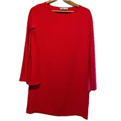 ZARA Red Tunic Split Bell Sleeves Shift Dress Sz S