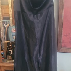 My Design Black Satin Strappy Sleeveless One Shoulder Maxi Ball Gown Dress M/L