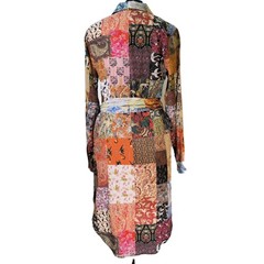 Unbreak.it Patchwork Silk Button Up Shirt Dress Small Tied Wild Animal Print