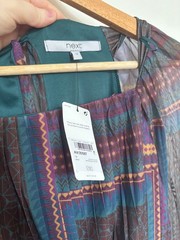 BNWT NEXT Chiffon Midi Dress UK Size 12 – Purple and Teal Boho, Artsy Style.
