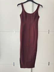 Asos Design Square Neck Softline Midi Dress With Side Slits Size 8