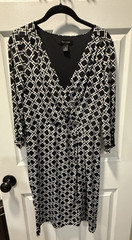 WHBM Pre-owned Black, Size 8, Knee length long dress, 3/4 sleeve