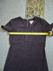 Studio C Croc Embossed Microsuede Brown Sheath Short Sleeve Dress Size 14